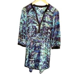 Parker Multi-Color Printed Silk Mini Dress - size Small